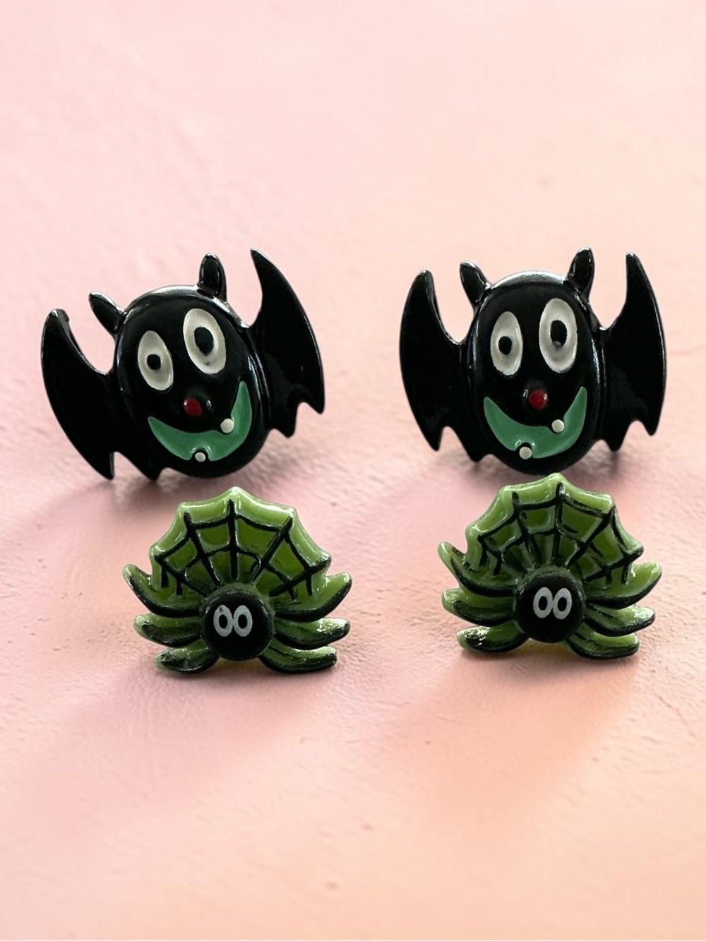 🆕 Bats and Spiders in Web Stud Earrings